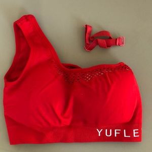 One Strap Red Sports Bra